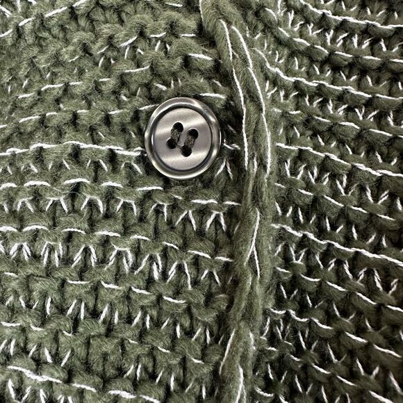 LuLaRoe Women's One Size Mimi Knit Sweater Poncho Olive Green Marl With Fringe - Picture 3 of 7